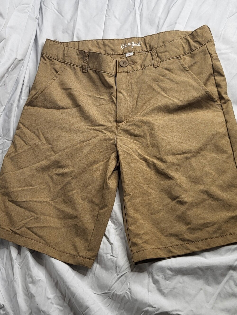 Cat & Jack Boys Tan Flat-Front Casual Shorts